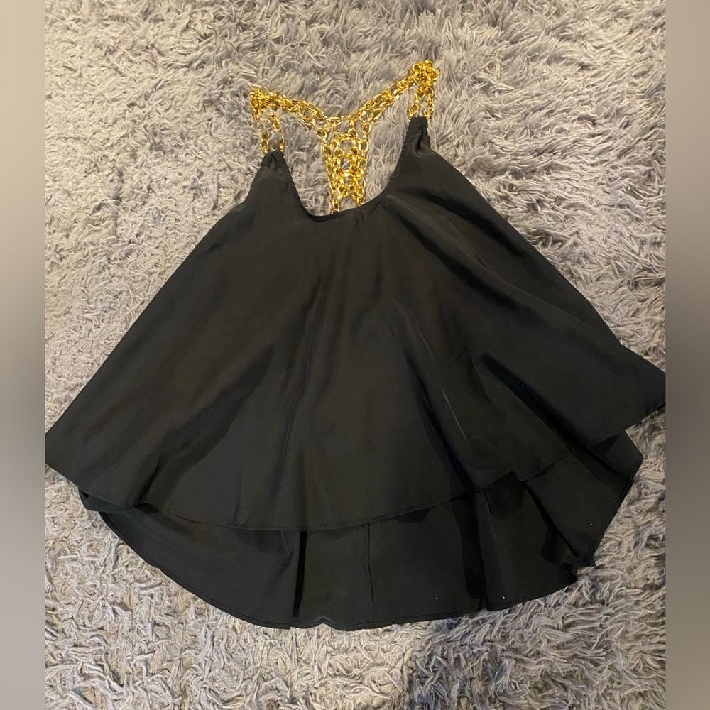 Black Top with Gold Chain Straps